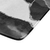 Faux Marbling Agate Black White Trendy Modern Ston Snijplank (Hoek)