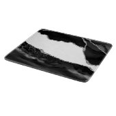 Faux Marbling Agate Black White Trendy Modern Ston Snijplank (Hoek)
