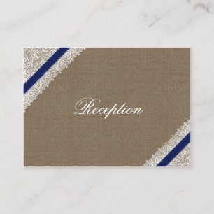 FAUX marineblauwe kant bruiloft Receptie Kaarten