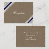 FAUX marineblauwe kant bruiloft Receptie Kaarten (Voorkant / Achterkant)
