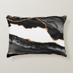 Faux Marked Agate Black Stone Luxe Accent Kussen