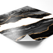 Faux Marked Agate Black Stone Luxe Foto Afdruk (Hoek)