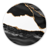 Faux Marked Agate Black Stone Luxe Keramische Knop (Voorkant)