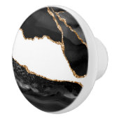 Faux Marked Agate Black Stone Luxe Keramische Knop (Rechts)