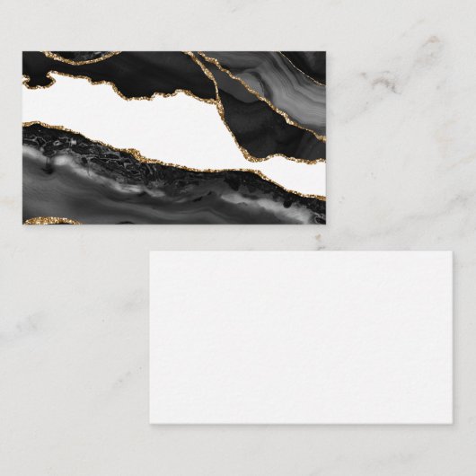 Faux Marked Agate Black Stone Luxe Visitekaartje (Voorkant / Achterkant)
