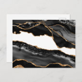 Faux Marked Agate Black Stone Luxury Gold Briefkaart (Voorkant / Achterkant)