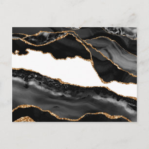 Faux Marked Agate Black Stone Luxury Gold Briefkaart