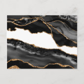 Faux Marked Agate Black Stone Luxury Gold Briefkaart (Voorkant)