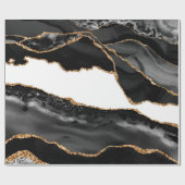 Faux Marked Agate Black Stone Luxury Gold Cadeaupapier (Vlak)