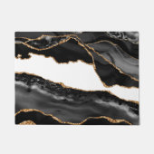 Faux Marked Agate Black Stone Luxury Gold Deurmat (Voorkant)