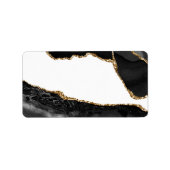 Faux Marked Agate Black Stone Luxury Gold Etiket (Voorkant)