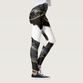 Faux Marked Agate Black Stone Luxury Gold Leggings (Rechts)