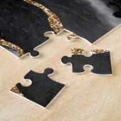 Faux Marked Agate Black Stone Luxury Gold Legpuzzel (Zijkant)