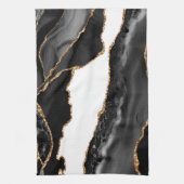 Faux Marked Agate Black Stone Luxury Gold Theedoek (Verticaal)