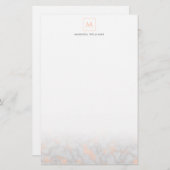 Faux Marmer en Roos Gold Texture Monogrammen Briefpapier (Voorkant / Achterkant)
