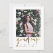Faux Marmer en Typografie Afstudeerfeest Foto Kaart (Voorkant)