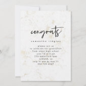 Faux Marmer en Typografie Afstudeerfeest Foto Kaart (Achterkant)