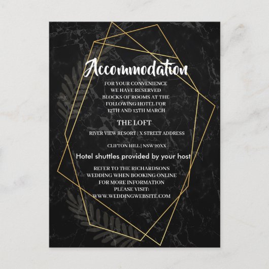 Faux marmer geometrische accommodatie aankondigingskaart (Voorkant)