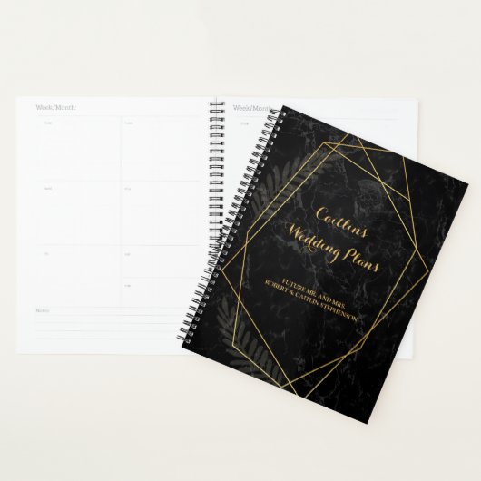 Faux Marmer Geometrische Bruiloft Planner (Display)