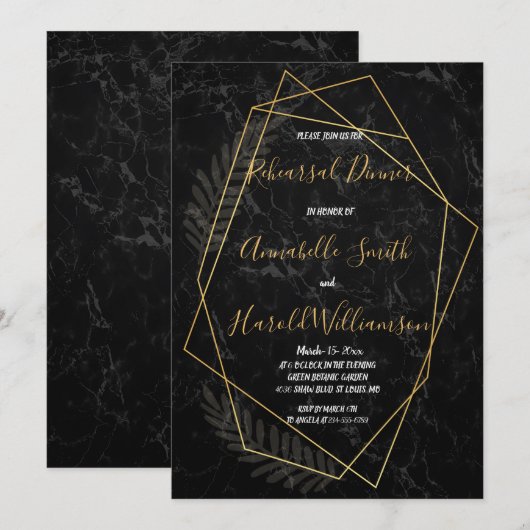 Faux marmer geometrische repetitie diner kaart (Voorkant / Achterkant)