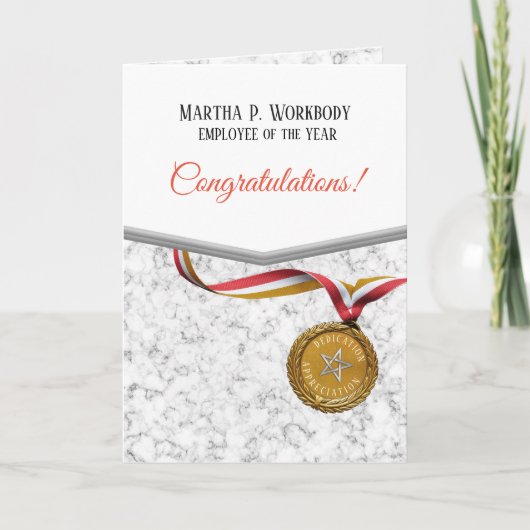 Faux marmer goudmedaille werknemer van de jaarkaar kaart (Voorkant)