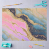 Faux Marmer Marine, Aqua, Roze, Goud Tissuepapier (Craft)