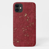 Faux marmer-roebel-rood goud accenten Case-Mate iPhone case (Achterkant)