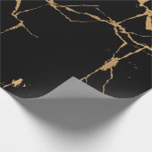 Faux marmer zwart goud cadeaupapier (Hoek)