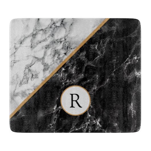 Faux marmeren snijplank monogram uw brief (Voorkant)