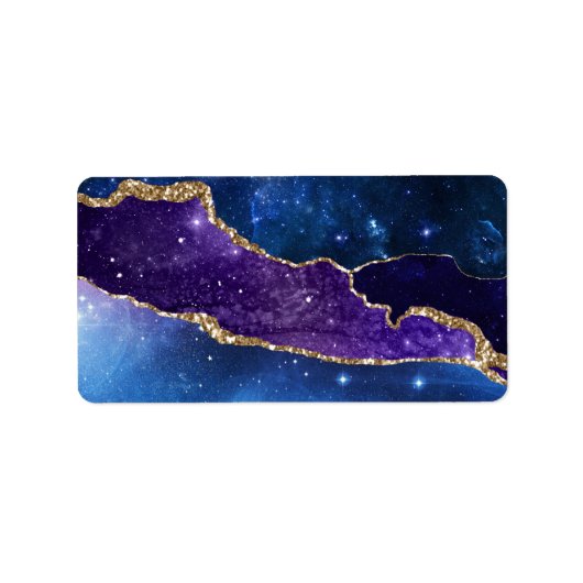 Faux marmering Agate Stone Galaxy Sparkly Shining Etiket (Voorkant)