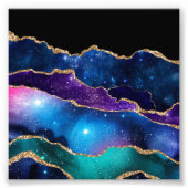 Faux marmering Agate Stone Galaxy Sparkly Shining Foto Afdruk (Voorkant)