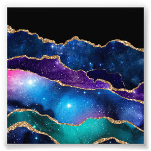 Faux marmering Agate Stone Galaxy Sparkly Shining Foto Afdruk