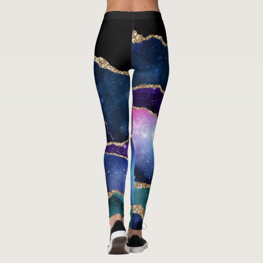 Faux marmering Agate Stone Galaxy Sparkly Shining Leggings (Achterkant)