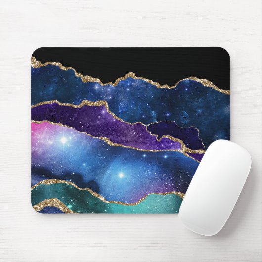 Faux marmering Agate Stone Galaxy Sparkly Shining Muismat (Met muis)