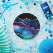 Faux marmering Agate Stone Galaxy Sparkly Shining Papieren Bordje (Feest)