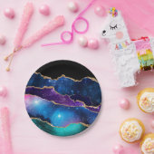 Faux marmering Agate Stone Galaxy Sparkly Shining Papieren Bordje (Feest)