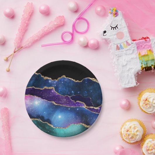 Faux marmering Agate Stone Galaxy Sparkly Shining Papieren Bordje (Feest)