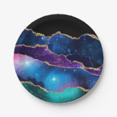 Faux marmering Agate Stone Galaxy Sparkly Shining Papieren Bordje (Voorkant)