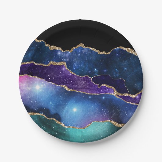 Faux marmering Agate Stone Galaxy Sparkly Shining Papieren Bordje (Voorkant)