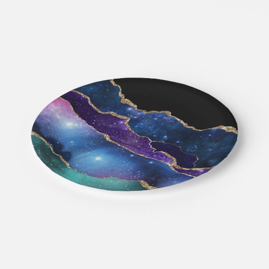 Faux marmering Agate Stone Galaxy Sparkly Shining Papieren Bordje (Gekanteld)