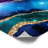 Faux marmering Agate Stone Galaxy Sparkly Shining Poster (Hoek)