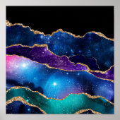 Faux marmering Agate Stone Galaxy Sparkly Shining Poster (Voorkant)