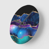Faux marmering Agate Stone Galaxy Sparkly Shining Ronde Klok (Hoek)