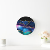 Faux marmering Agate Stone Galaxy Sparkly Shining Ronde Klok (Huis)