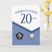 Faux medaille 20 jaar verjaardagskaart kaart (Gele Bloem)