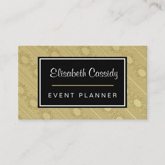 Faux met inscriptie Gold Pattern 2-sided Visitekaartje (Voorkant)