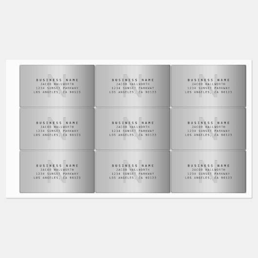 Faux Metaal Monogrammed Waterdichte Kleefstof Labels (Vel)