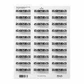 Faux Metaal Zwart Damast Bruiloft Adres Label (Full Sheet)