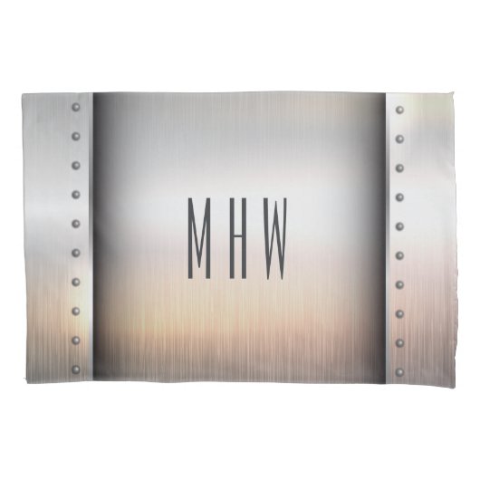 Faux Metal Custom monogram pilcase Kussensloop (Voorkant)