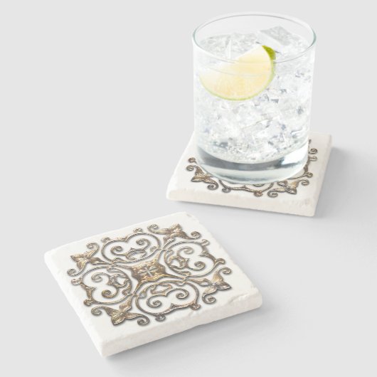  Faux Metal Design Stone Onderzetter (Zijkant)